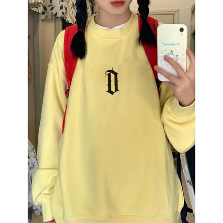 艺术生奶乖设计感卫衣女秋冬加绒加厚ins潮牌慵懒风宽松大码上衣图片