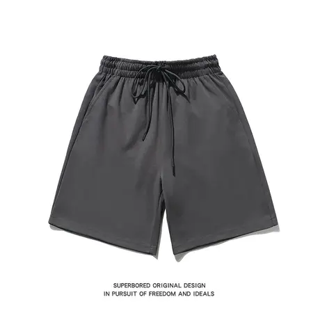 夏季简约基础款短裤潮流休闲宽松运动美式纯色抽绳五分裤图片