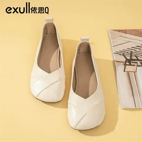 依思q平底鞋女2023新款秋季浅口单鞋女小香风软底一脚蹬工作女鞋商品大图