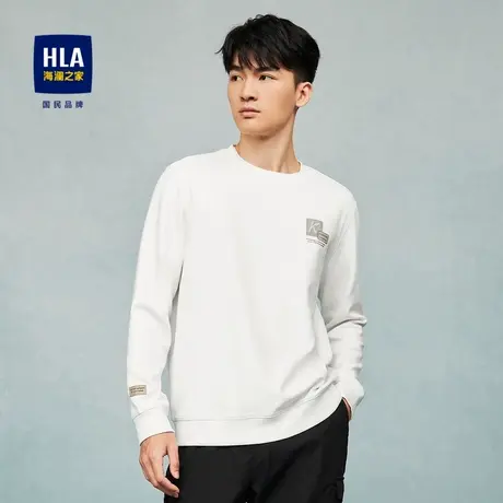 HLA/海澜之家立体字母绣花长袖T恤23秋季新圆领微弹情侣款长t男女商品大图
