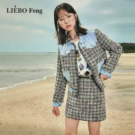 裂帛LIEBOFeng2023年春夏新款甜酷休闲修身A字高腰梭织半身短裙图片