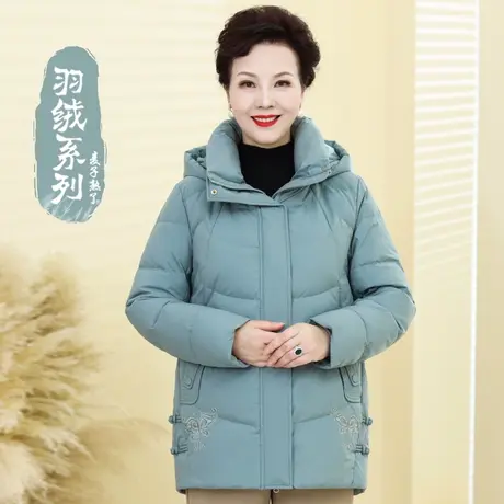 妈妈装秋冬羽绒服加厚2022新款洋气阔太太棉服上衣中老年女装图片