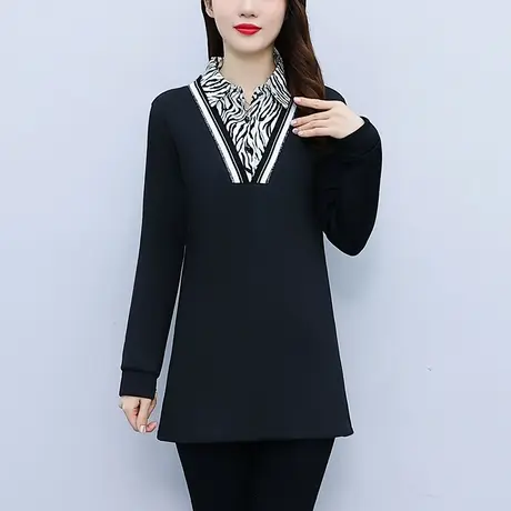 加绒加厚打底衫女春秋冬洋气内搭2023年新款大码t恤长袖上衣减龄商品大图