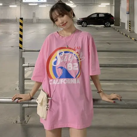 ins超火cec短袖t恤女2020韩版宽松学生bf原宿风百搭蹦迪上衣服潮图片