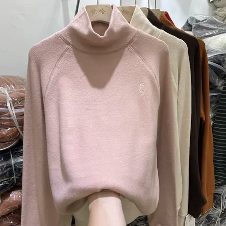 欧货宽松自发热德绒打底衫女士2022冬季新款洋气双面羊绒内搭上衣商品大图