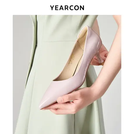 意尔康职业工作鞋女黑色夏季久站不累脚软底舒适上班尖头高跟鞋子商品大图