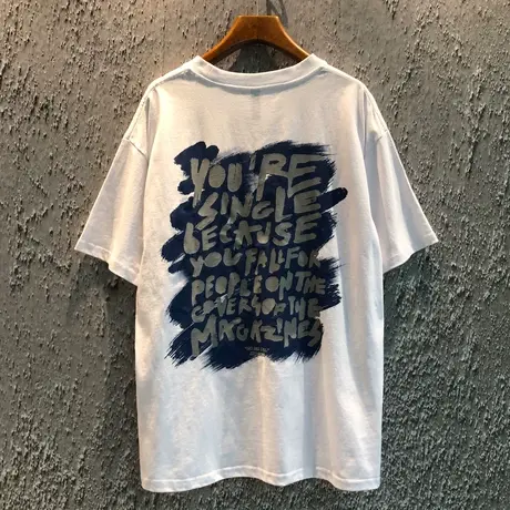 2021年新款嘻哈短袖t恤女大码宽松ins潮街头风港味复古chic上衣夏商品大图