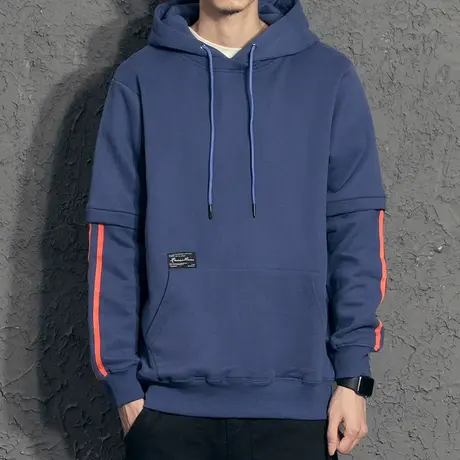 奕飏连帽男士卫衣春秋款 2020秋季假两件套头帽衫韩版潮学生上衣图片