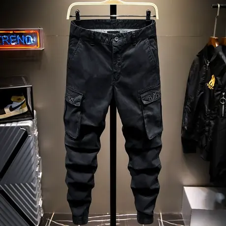 春夏香港潮牌工装裤男束脚男士休闲长裤子男宽松百搭学生韩版潮流商品大图