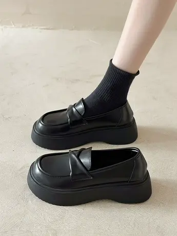 英伦风日系jk小皮鞋女2023夏春新款法式乐福鞋松糕厚底配裙子单鞋商品大图