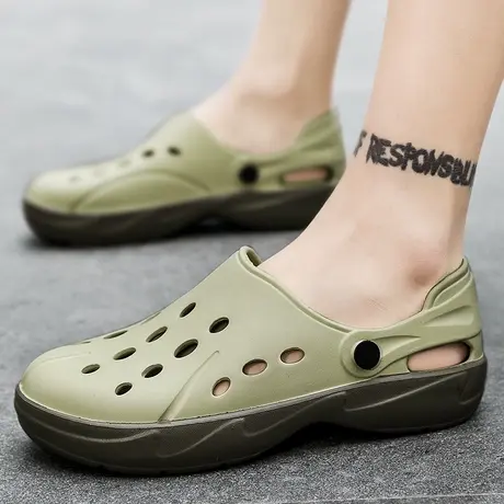 水鞋夏季防水鞋男大码套脚洞洞胶鞋雨凉鞋男情侣沙滩涉水劳保雨鞋商品大图