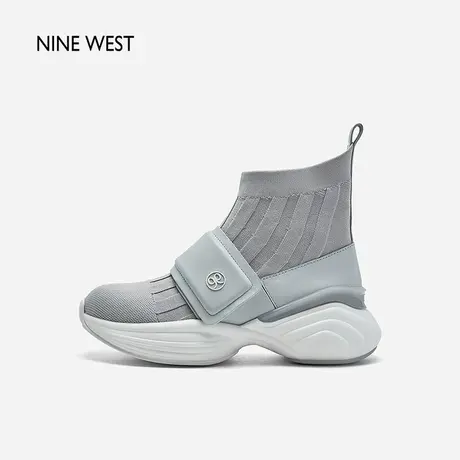 Nine West/玖熙厚底老爹鞋袜靴增高新品魔术贴弹力靴女图片