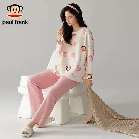 大嘴猴秋冬女士新款圆领套头纯棉家居服套装商品大图