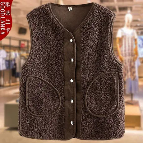 40-50岁中年妈妈秋冬马夹女2022新款宽松大码女装羊羔绒外穿马甲商品大图