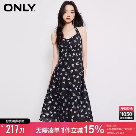 ONLY气质碎花中长裙收腰性感吊带连衣裙女|123107061图片