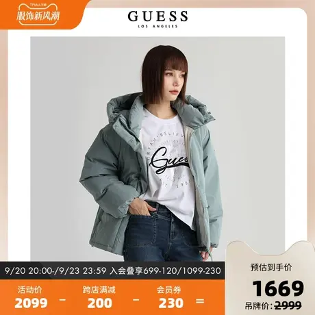 【秀智明星同款】GUESS新秋冬季 男女同款时尚保暖防风鹅绒羽绒服商品大图
