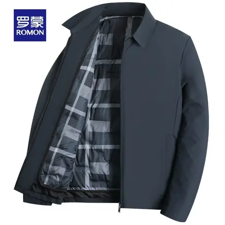 【鹅绒】罗蒙秋冬季可脱卸内胆羽绒服男2023新款商务休闲纯色外套图片