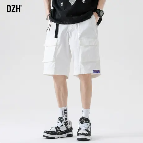 男士白色工装短裤男夏季薄款宽松直筒五分裤休闲运动中裤2023新款商品大图