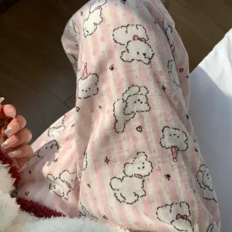 新品！！A类全棉双层纱睡裤！可爱卡通少女家居裤可外穿！很软～商品大图