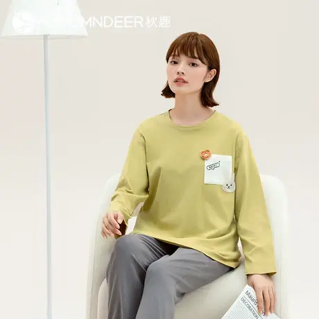 秋鹿睡衣女春秋款2025年新款长袖纯棉大码秋款甜美可爱少女家居服商品大图