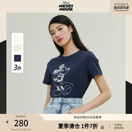 【迪士尼米奇系列】【商场同款】PRICH2023夏新款棉圆领T恤短袖女商品大图