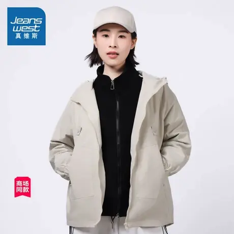 【商场同款】真维斯女装2025春季新款 插肩袖休闲宽松连帽外套图片