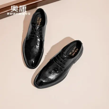 奥康男鞋2025春秋新款真皮商务正装皮鞋压花英伦风真皮男士德比鞋商品大图