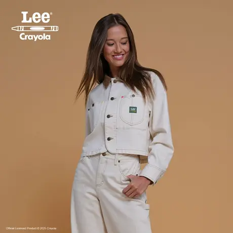 Lee× Crayola联名商场同款25冬新舒适版撞色翻领短款女夹克外套图片