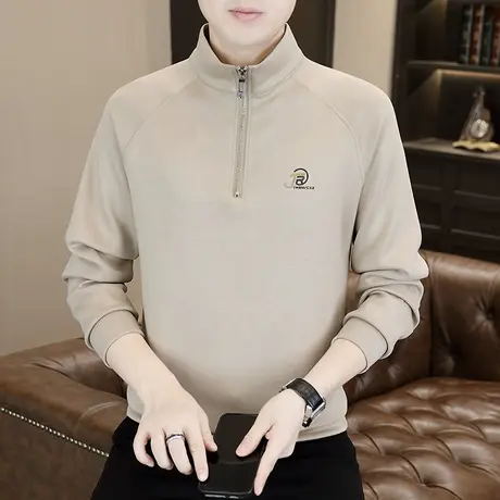 半拉链立领卫衣男2025新款秋季长袖T恤男式休闲百搭上衣打底衫潮图片