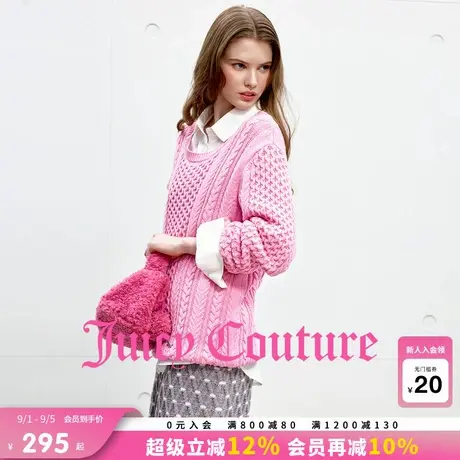 Juicy Couture橘滋针织衫女2025年秋季新款粉色甜美时尚圆领上衣图片