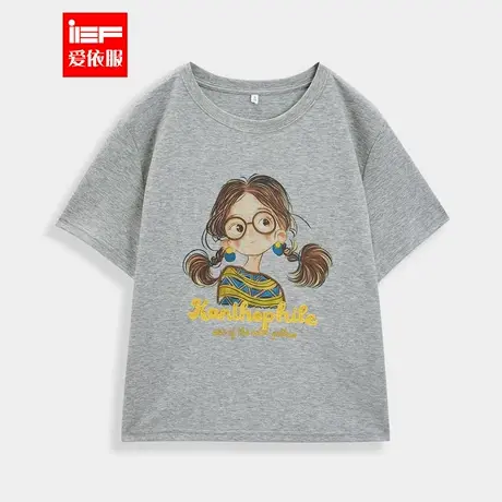 IEF/爱依服短袖上衣2025夏季新款韩版时尚可爱小女人印花百搭T恤图片