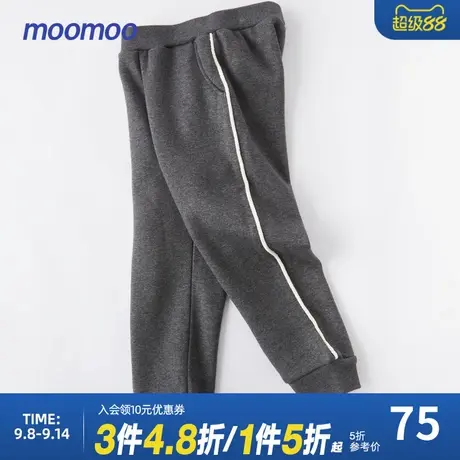 美特斯邦威童装女童云朵条纹萝卜裤冬新款儿童细腻加绒保暖休闲裤商品大图