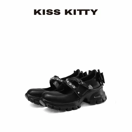 【呼呼专享】KISSKITTY百搭玛丽珍鞋女黑色蝴蝶结单鞋新款通勤厚商品大图