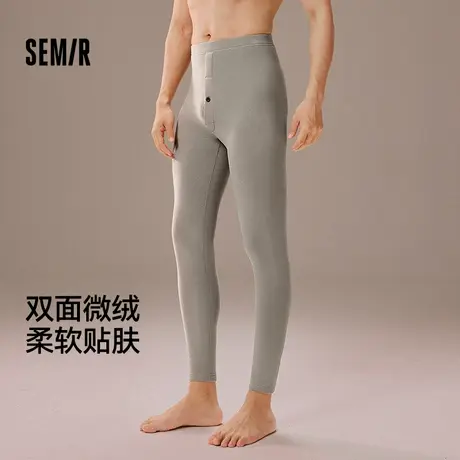 森马男士秋裤2025新款秋冬季含绵羊毛男生双面绒毛打底裤修身衬裤商品大图