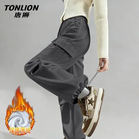 唐狮官方加绒软壳工装裤女2026新款冬季女款加厚保暖户外登山裤VB商品大图