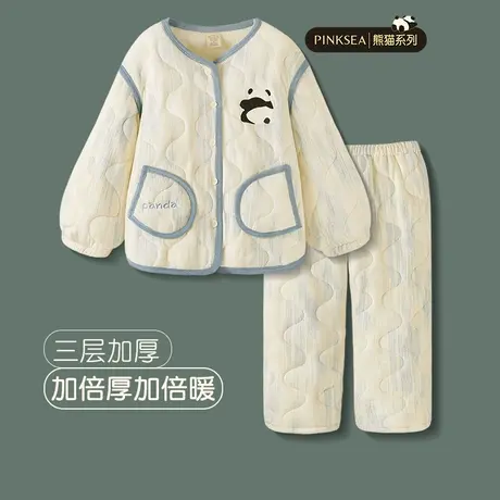 夹棉睡衣冬季女三层加厚加绒棉袄2023年新款女款珊瑚绒家居服套装商品大图