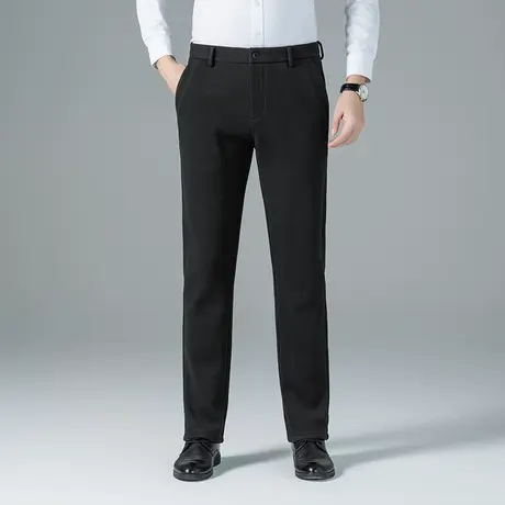 秋冬季加绒加厚西装裤中青年宽松直筒裤子男士商务职业正装长裤商品大图