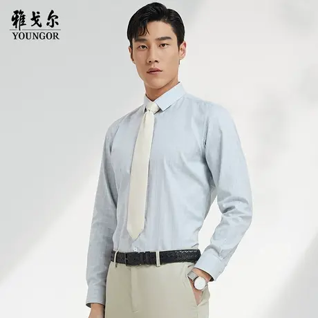 雅戈尔奥莱 男装格子免烫纯棉秋季商务休闲格子长袖衬衫男商品大图