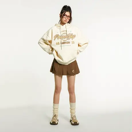 yep连帽卫衣女加绒秋冬设计感小众原创上衣潮牌美式复古外套情侣商品大图