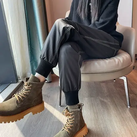 灰色运动羽绒裤女外穿时尚2024年新款高腰束脚秋冬季白鸭绒棉裤图片