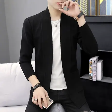 男士秋季潮牌开衫毛衣韩版潮流针织风衣外套休闲帅气线衣外穿披风商品大图