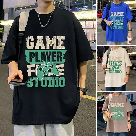 夏季短袖t恤男潮牌港风上衣ins潮流半袖oversize美式宽松纯棉体恤商品大图