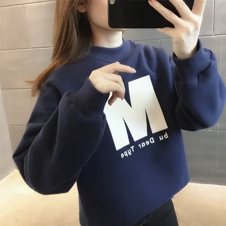 2023年冬季新款韩版宽松卫衣女士加绒加厚百搭长袖学生上衣减龄感图片