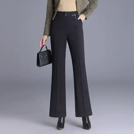2023新款秋冬羊毛呢微喇裤女高腰气质西装职业裤显瘦垂感通勤长裤图片