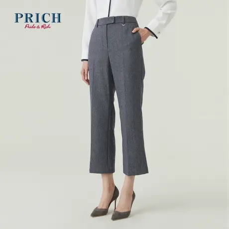 PRICH商场同款裤子新品秋冬新款钢花呢抗皱性好垂感通勤西裤女商品大图