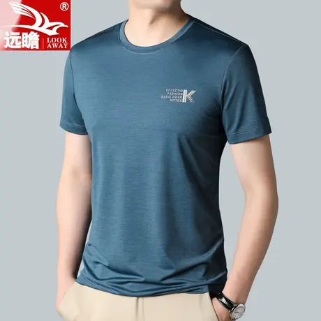 男士冰丝短袖t恤男夏季2023新款薄款休闲男装圆领夏天上衣服男款商品大图