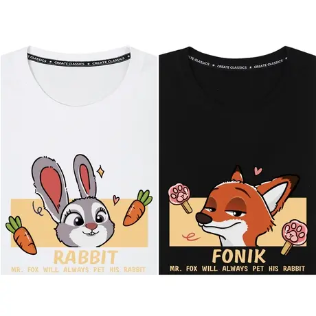 秀洛不一样情侣装夏季打底纯棉衣服roora高级感特别的短袖T恤衣服商品大图