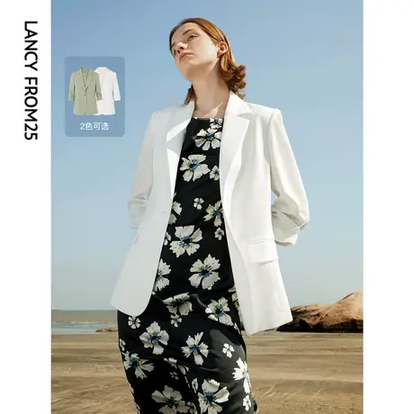 朗姿高级感气质修身中袖职业通勤西装外套2023年夏季新款西服上衣商品大图