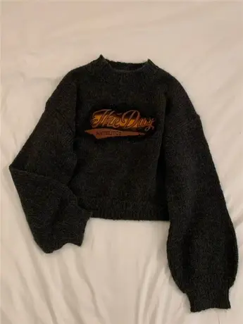 质感太舒服了~圆领套头软糯日系复古毛衣女秋冬高级感针织外套潮商品大图