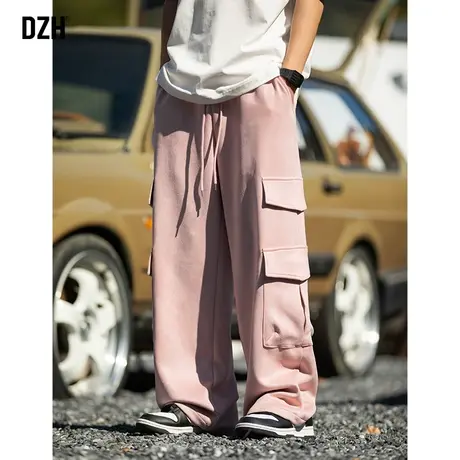 男士麂皮绒高街裤子男女同款美式工装裤休闲裤直筒垂感2024年新款图片